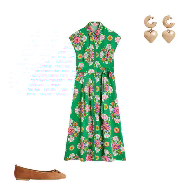6th bundle featuring 2 items which compliment Rachel Cotton Midi Shirt Dress-Rich Emerald, Meadow Posy