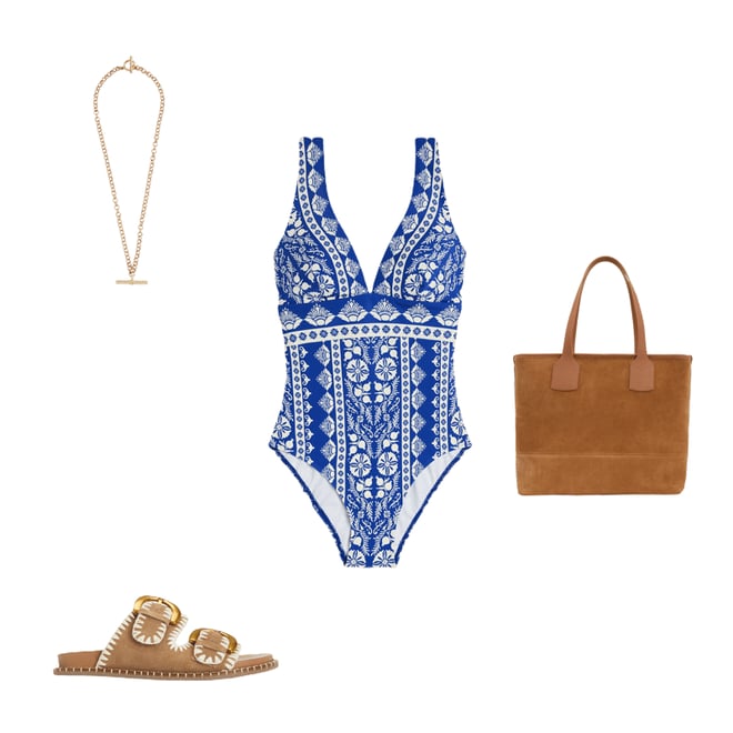 6th bundle featuring 3 items which compliment Porto V-Neck Swimsuit-Bright Blue, Ornate Stripe