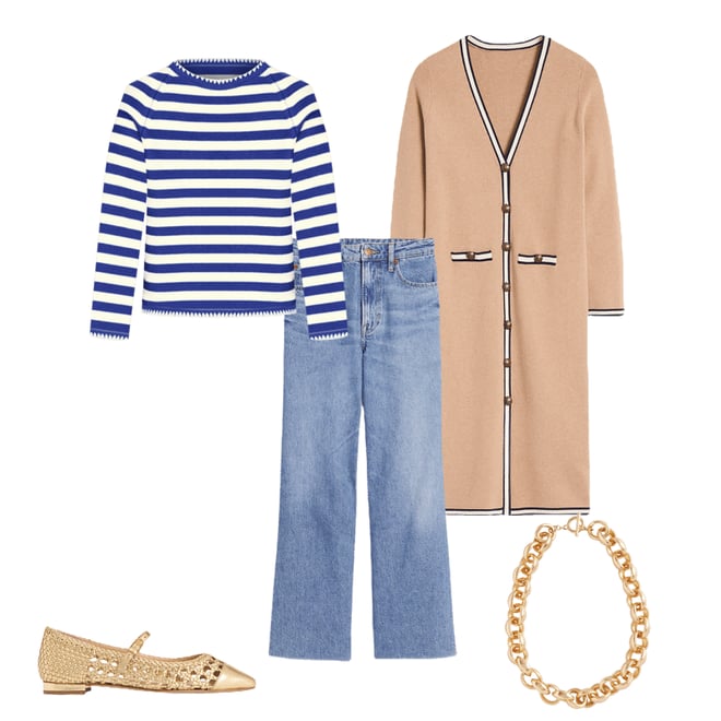 1st bundle featuring 4 items which compliment Penelope Mary Jane Flat-Gold Woven Leather