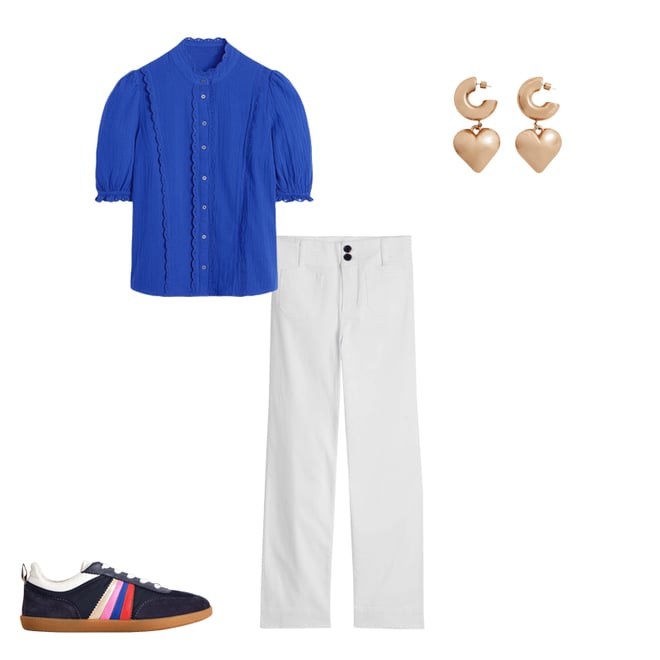 3rd bundle featuring 3 items which compliment Scallop Double Cloth Top-Bright Blue