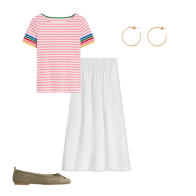 Ella Short Sleeve Breton-Pink Rose Multi Sleeve Stripe