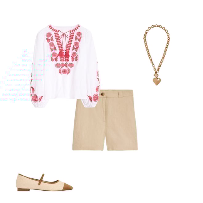 6th bundle featuring 3 items which compliment Nia Embroidered Top-White, Berry Red