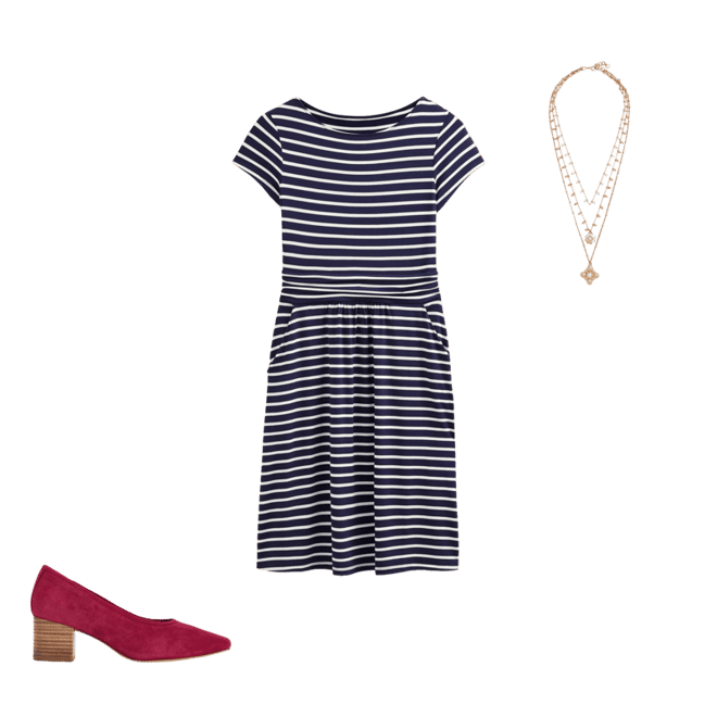 Amelie Sleeveless Jersey Dress-Navy, Ivory Stripe | Boden UK