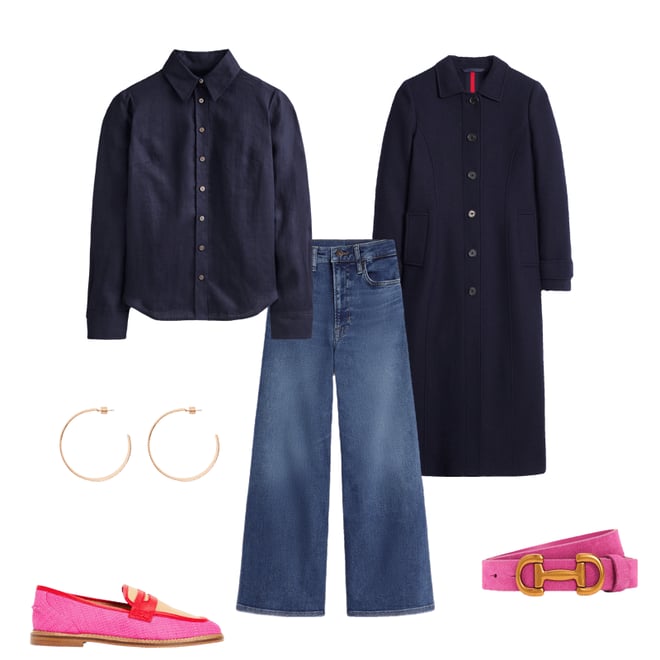 3rd bundle featuring 5 items which compliment Durham Midi Coat-Navy