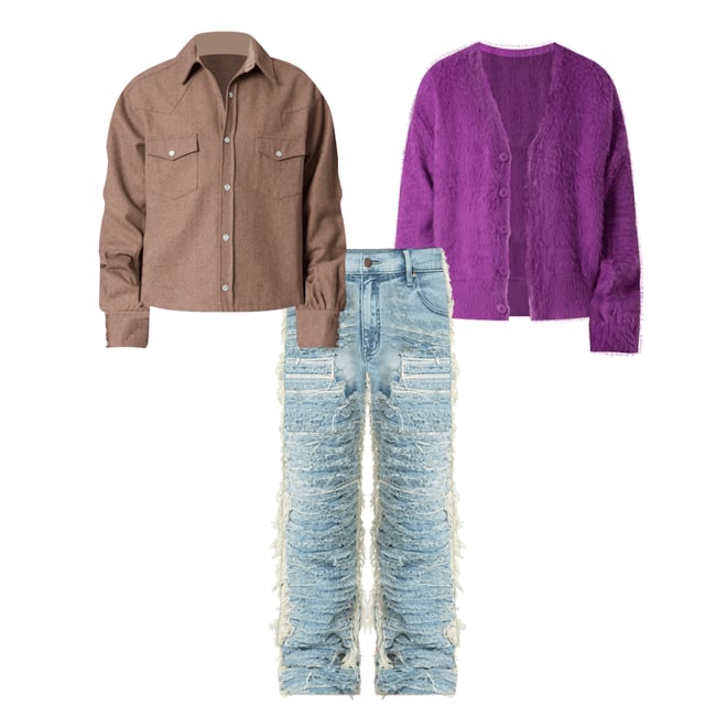 V631 Baggy Frayed Denim - Blue | mnml | shop now