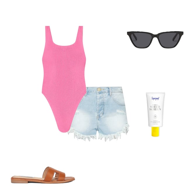 Hunza G Classic Square Neck One Piece in Bubblegum | REVOLVE