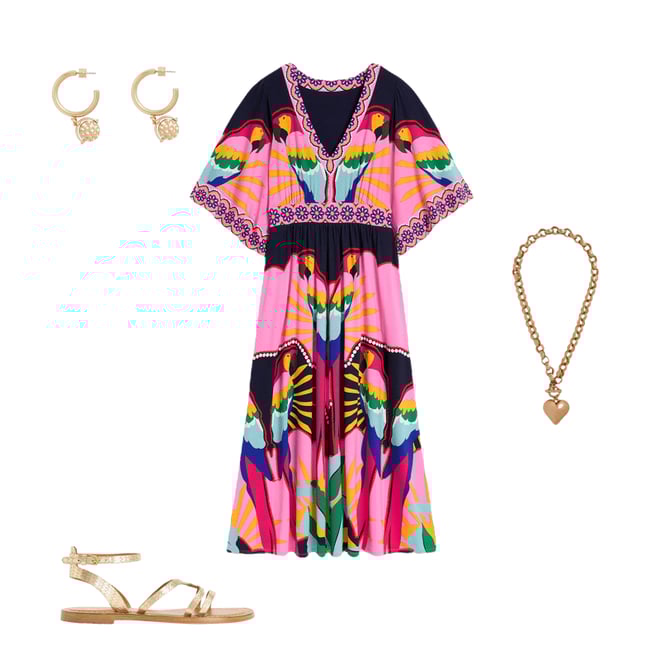 6th bundle featuring 3 items which compliment Maya Kimono Jersey Maxi Dress-Multi, Paradise Parrot