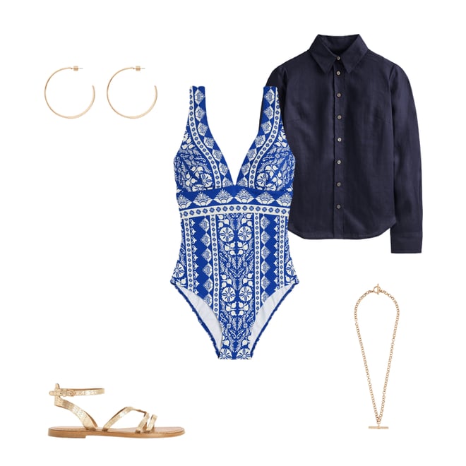 5th bundle featuring 4 items which compliment Porto V-Neck Swimsuit-Bright Blue, Ornate Stripe