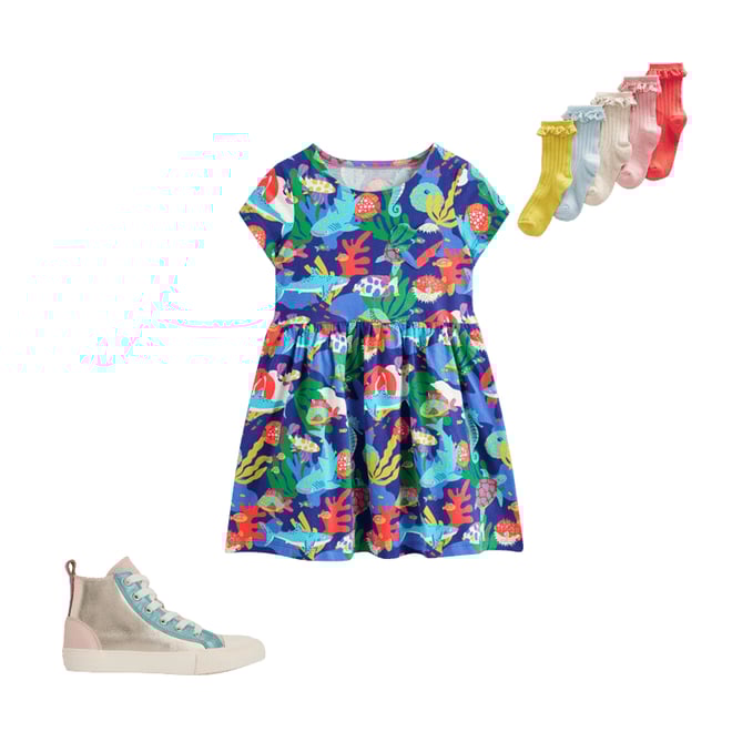 2nd bundle featuring 2 items which compliment Heart Pocket Fun Jersey Dress-Multi Coral Reef
