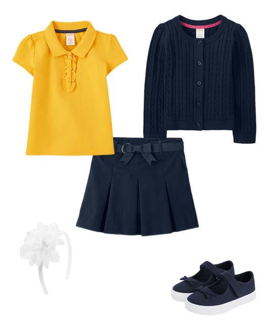 2nd bundle featuring 4 items which compliment Girls Stain-Resistant Ruffle Polo