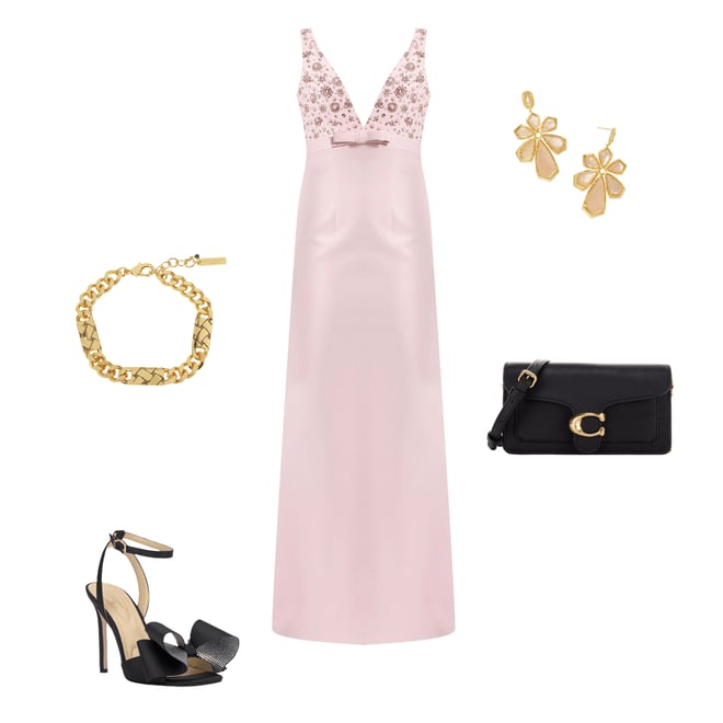 Mac Duggal V-Neck Beaded Bodice Crepe Aline Gown | Dillard's