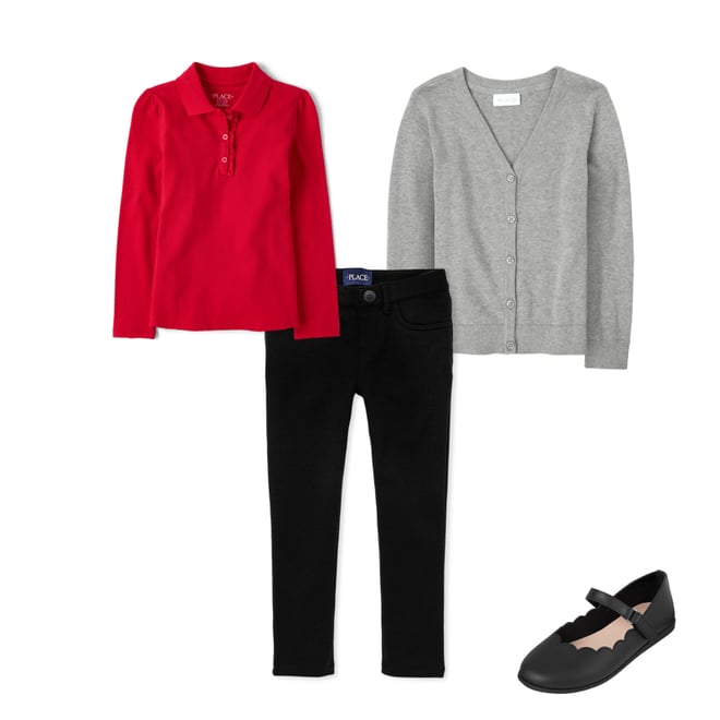 5th bundle featuring 3 items which compliment Girls Uniform Ruffle Pique Polo