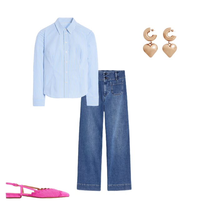6th bundle featuring 3 items which compliment Saskia Stretch Cotton Shirt-Forget Me Not, Ivory Stripe