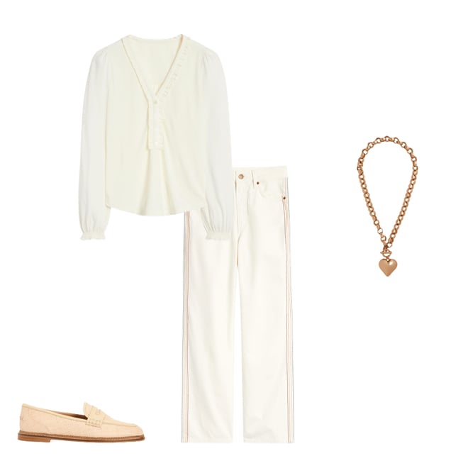 2nd bundle featuring 3 items which compliment Poppy Ruffled Henley Top-Ivory