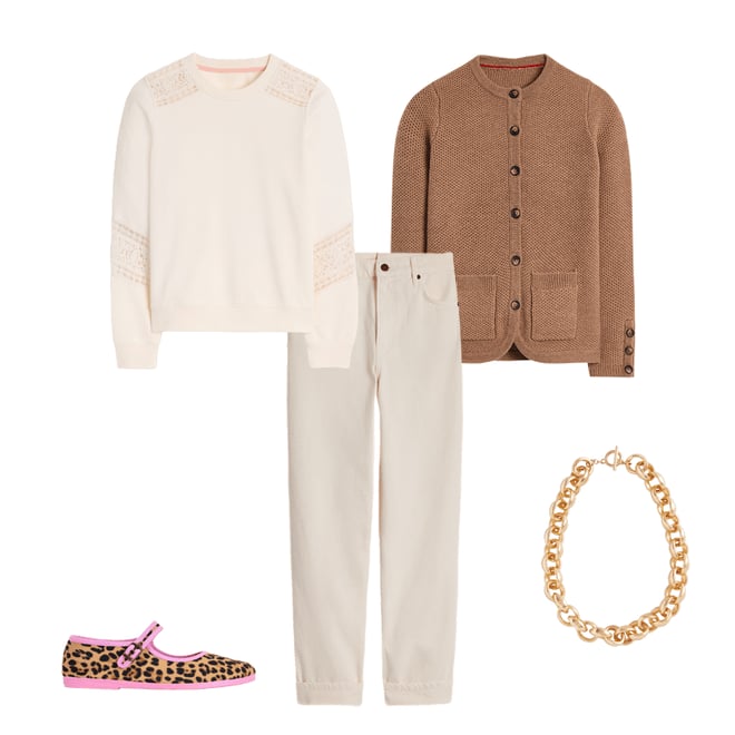 5th bundle featuring 4 items which compliment Mid Rise Relaxed Jeans-Ecru
