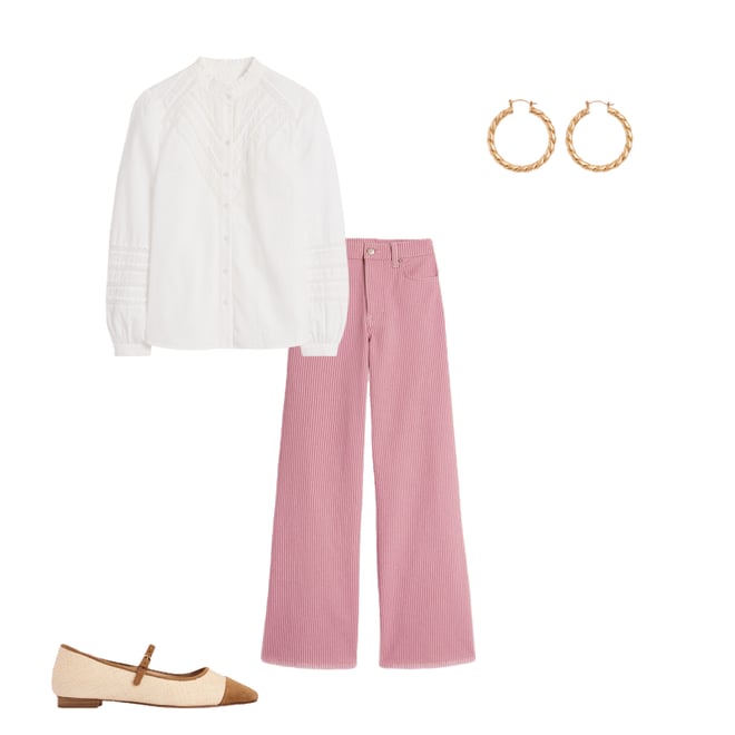 3rd bundle featuring 3 items which compliment High Rise Wide Leg Jeans-Pink Stripe