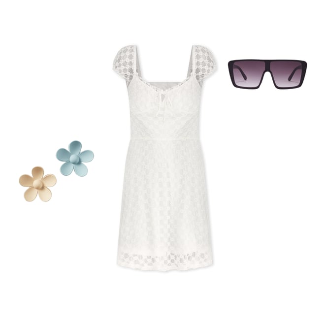 Solid Sweetheart Floral Lace Fit & Flare Dress