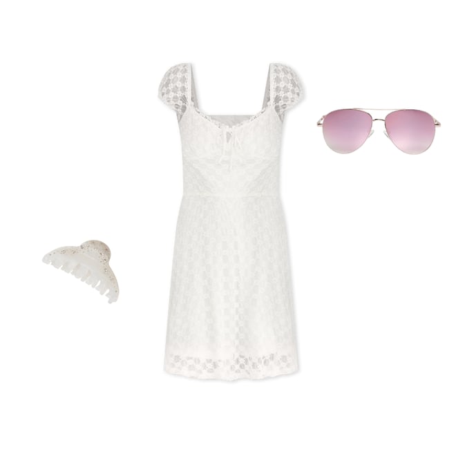 Solid Sweetheart Floral Lace Fit & Flare Dress