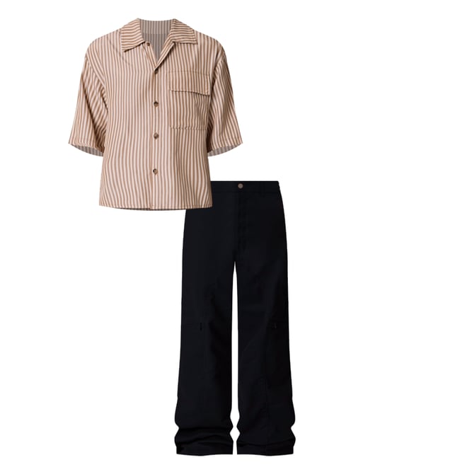 Striped One Pocket Pajama Shirt - Brown/Cream | mnml | shop now