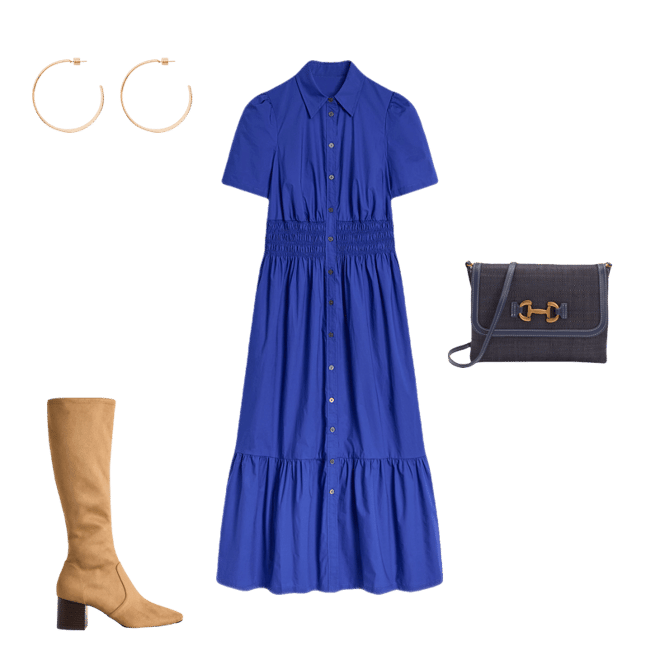 Jane Smocked Shirt Dress-Bright Blue | Boden UK