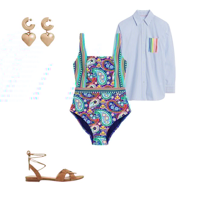 2nd bundle featuring 3 items which compliment Sadie Relaxed Cotton Shirt-Rainbow Stripe Placement