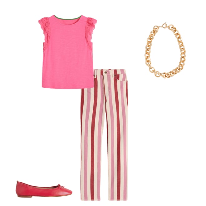 1st bundle featuring 3 items which compliment High Rise Stripe Jeans-Red and Pink Wide Stripe