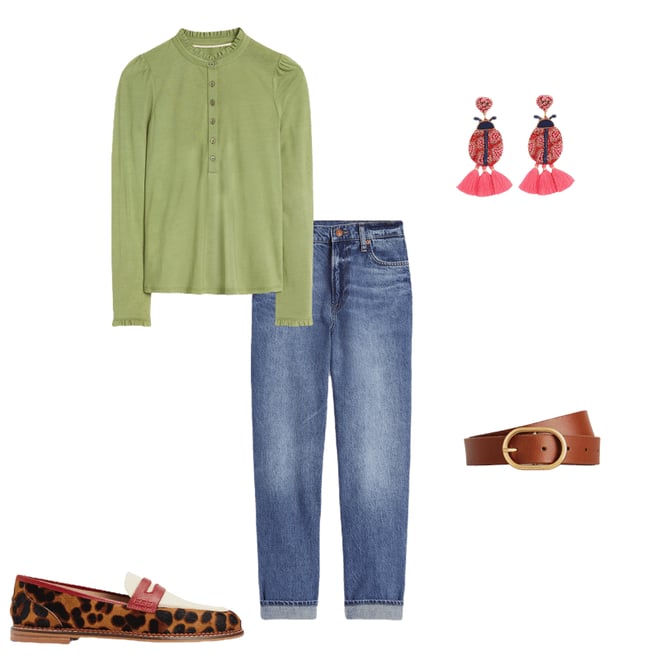 Supersoft Frill Henley Top-Larch Green | Boden USA Supersoft Frill Henley Top-Larch Green | Boden USA