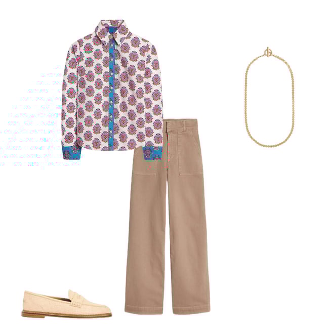 3rd bundle featuring 3 items which compliment Wide Leg Cargo Trousers-Cappuccino