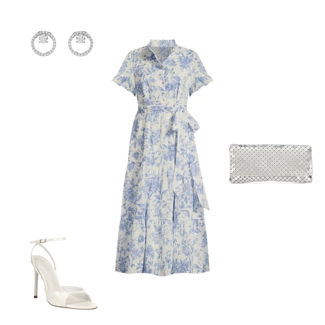 J.Marie Chloe Button Up Ruffle Sleeve Belted Tiered Midi A-Line Dress |  Dillard's