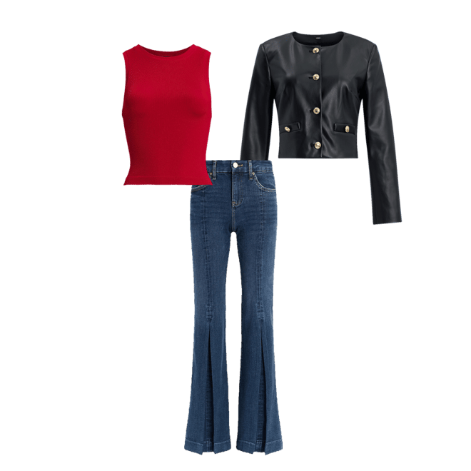 Mid Rise Dark Wash Slit Flexx '70s Flare Jeans | Express