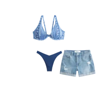 High-Rise Ripped Medium Light Wash Denim Shortie Shorts
