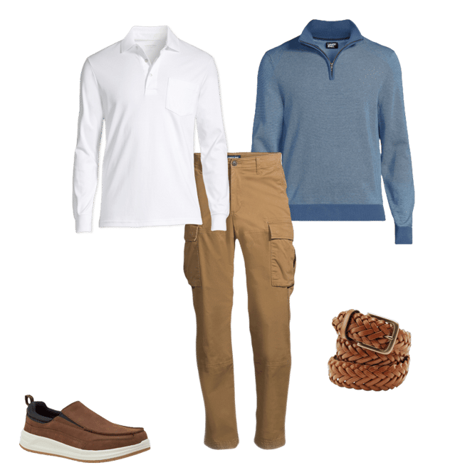 Men's Long Sleeve Fine Gauge Cotton Quarter Zip Sweater