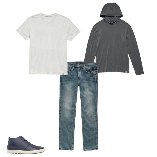 3rd bundle featuring 3 items which compliment  Essential Stretch Comfort V-Neck Tee Shirt - Light Grey Heather