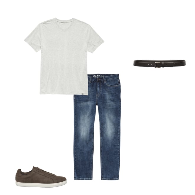 5th bundle featuring 3 items which compliment  Essential Stretch Comfort V-Neck Tee Shirt - Light Grey Heather