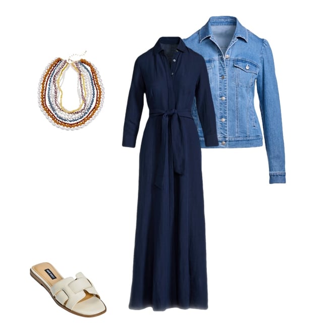 Linen Three Quarter Sleeve Maxi Shirt Dress Flax