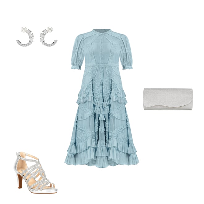knee length dresses for ladies Hand Embellished High Neck Midi Dress main image 1
