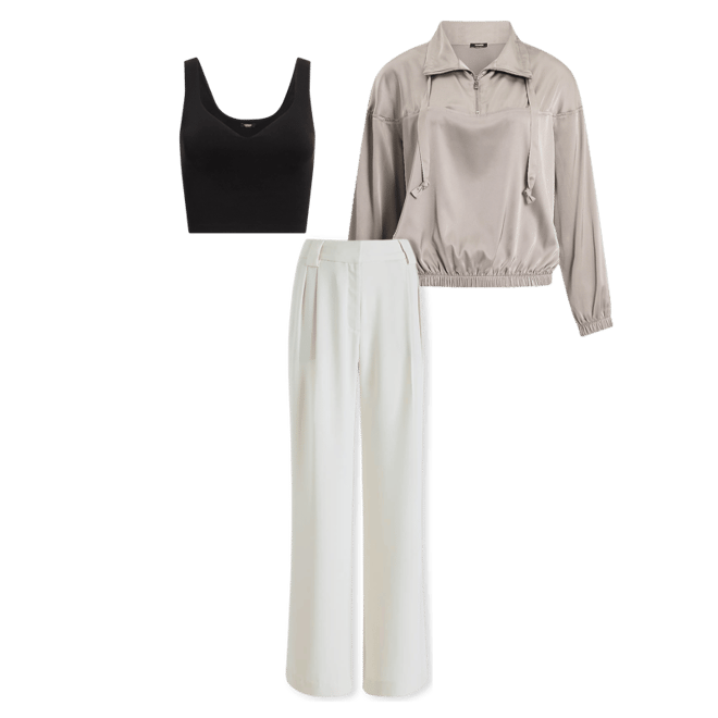 Satin Quarter Zip Drawstring Pullover Top | Express