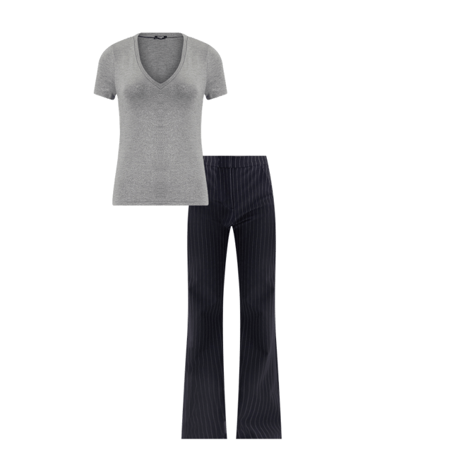 Editor Studio Stretch Twill High Waisted Pinstripe Flare