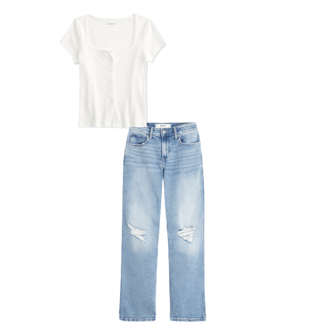 High-Rise Ripped Medium Wash Dad Jeans