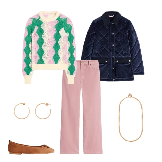 4th bundle featuring 5 items which compliment High Rise Straight Cord Jeans-Vintage Pink