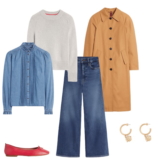 1st bundle featuring 5 items which compliment Wide Sleeve Cashmere Sweater-Mink Melange