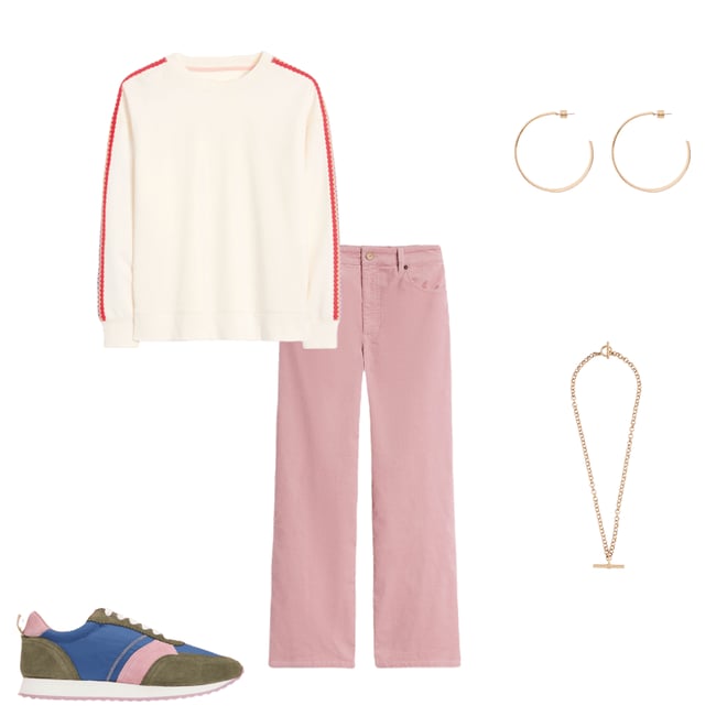 3rd bundle featuring 4 items which compliment High Rise Straight Cord Jeans-Vintage Pink