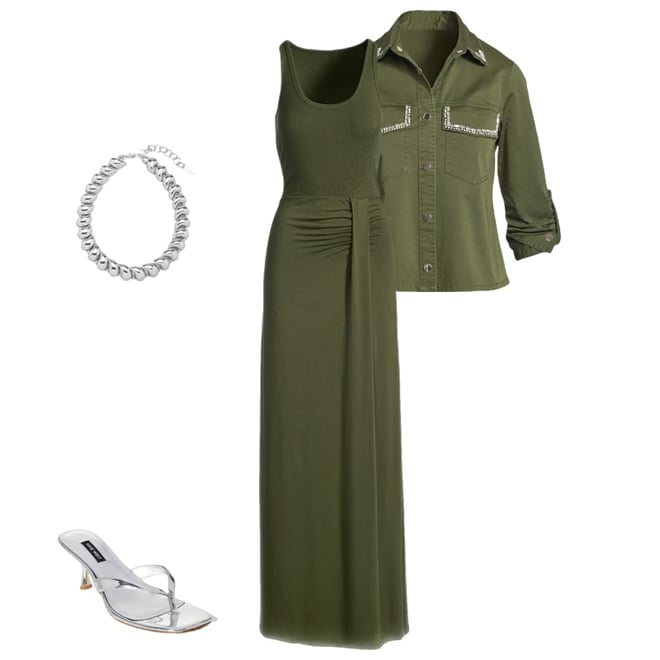 Crystal Trim Effortless Light Weight Jacket Olive