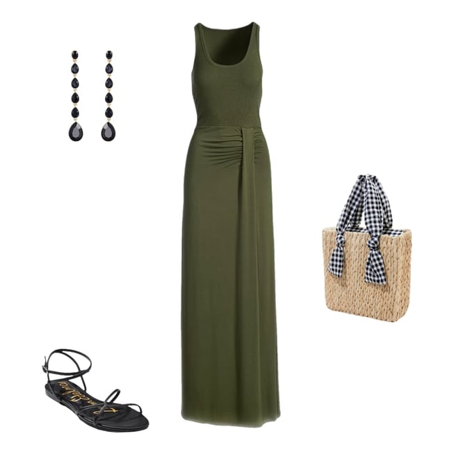 Rib Knit Mixed Media Scoop Neck Slit Maxi Dress Grape Juice