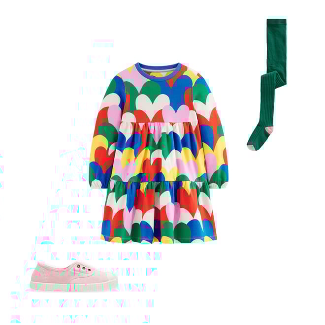 3rd bundle featuring 2 items which compliment Tiered Sweatshirt Dress-Multi Collage Hearts