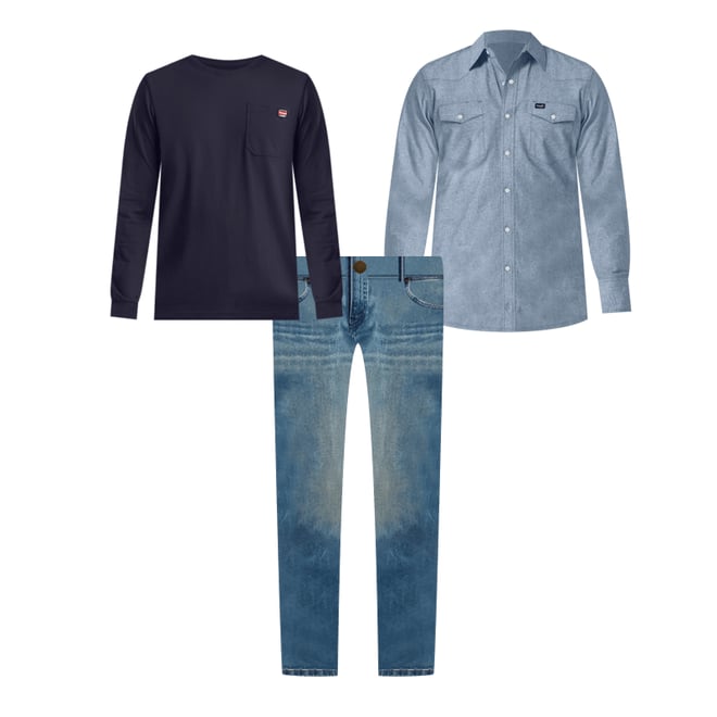 Cowboy Cut® Work Western Indigo Chambray Long Sleeve Shirt in Chambray