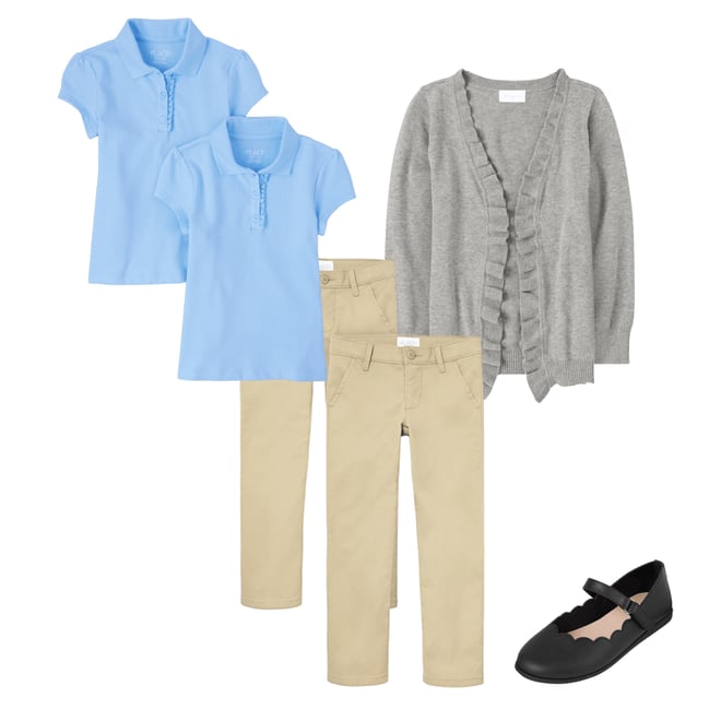 1st bundle featuring 3 items which compliment Girls Uniform Stretch Skinny Chino Pants 2-Pack