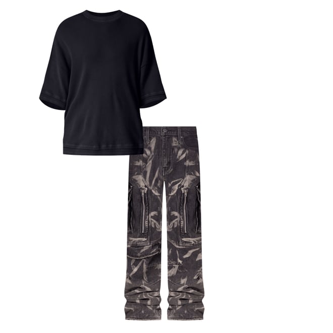 3rd bundle featuring 1 items which compliment Ultra Baggy Rippled Denim Cargo Pants - Black