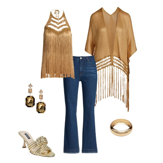 Macramé Fringe High Neck Tank Tan