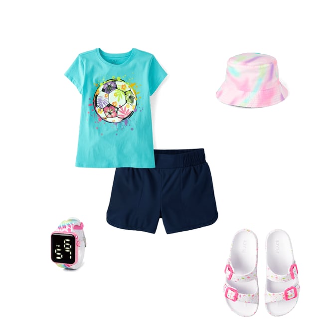 6th bundle featuring 4 items which compliment Girls Soccer Ball Graphic Tee